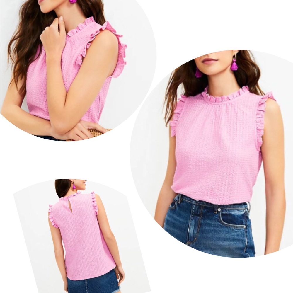 Ann Taylor Loft Textured Ruffle Top